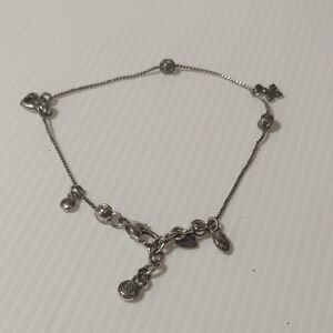 BRIGHTON DANDLING HEART CROSS ANKLET BRACELET